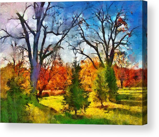 Autumn Acrylic Print featuring the mixed media November Field by Christopher Reed