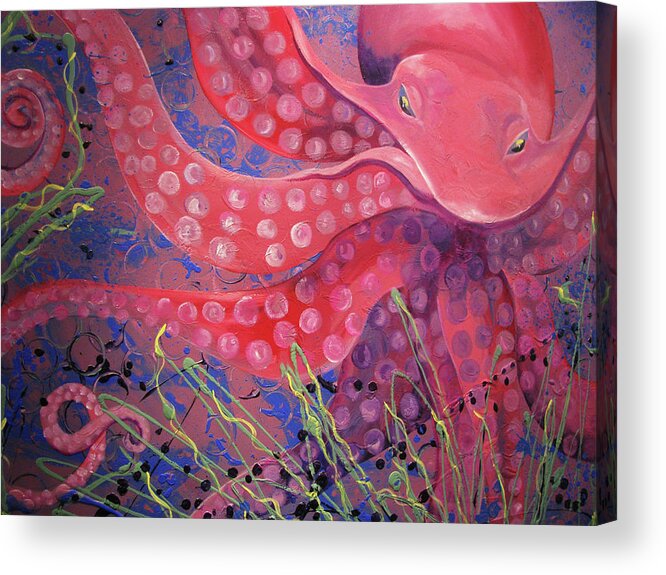 Octopus Acrylic Print featuring the painting Octopus Gigantuous by Barbara Landry