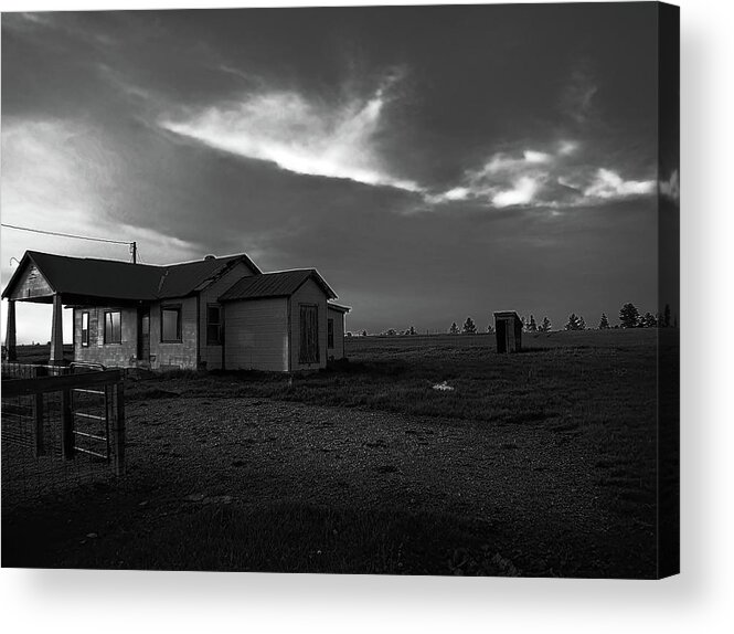 Abandoned Wyoming Acrylic Print featuring the photograph Old Abandoned Store Wyoming BW by Cathy Anderson