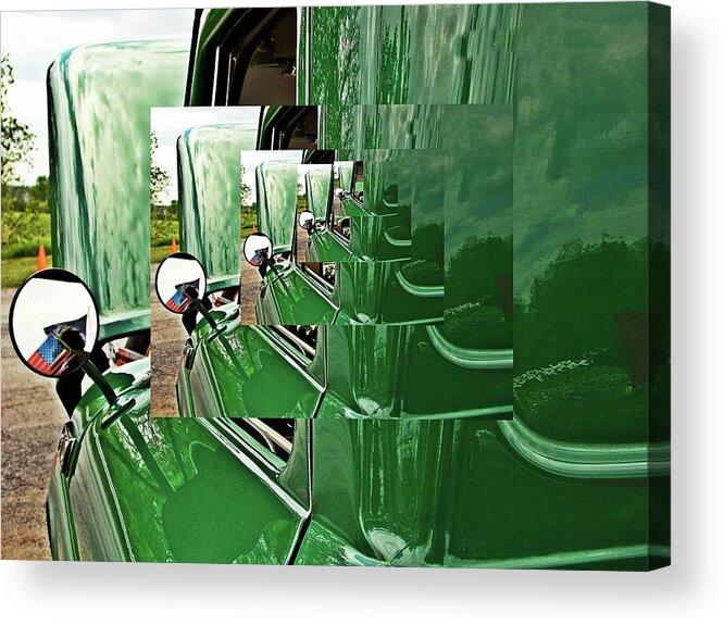 Car Acrylic Print featuring the digital art Old pickup mirror testing perspective by Karl Rose