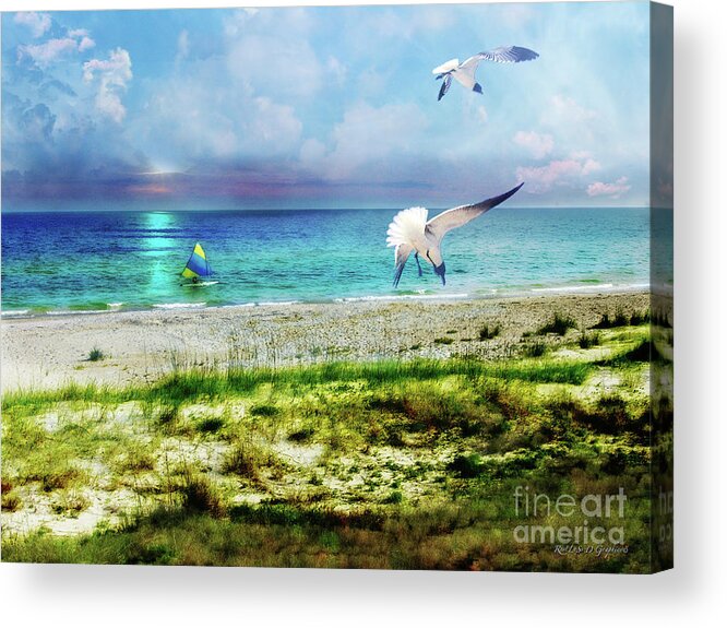 Beach Acrylic Print featuring the digital art On Canvas Wings I Fly by Rhonda Strickland