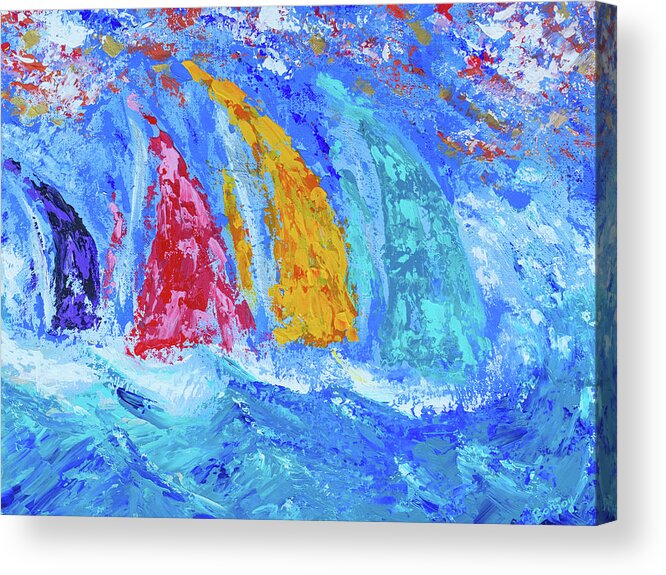 Ocean Acrylic Print featuring the painting On the Breeze by Bonny Puckett