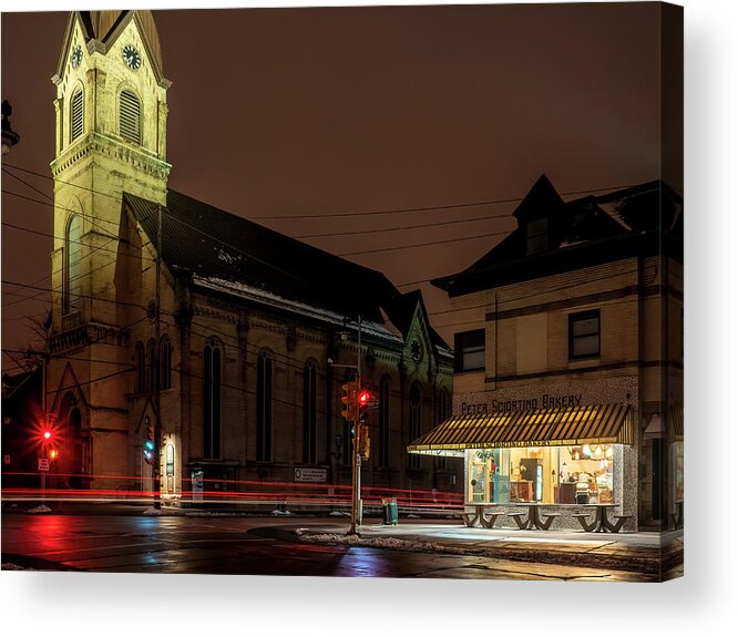 St. Hedwig Church Acrylic Print featuring the photograph On the corner - Brady Street by Kristine Hinrichs
