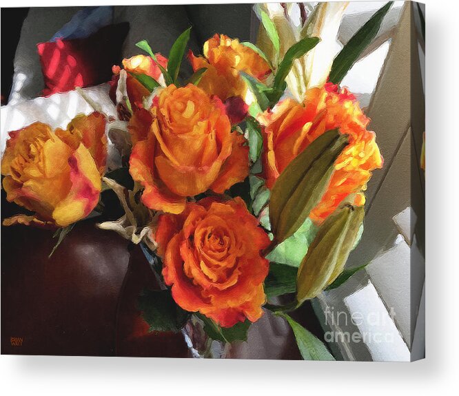 Flowers Acrylic Print featuring the photograph Orange Roses by Brian Watt