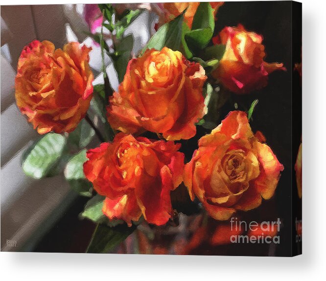 Flowers Acrylic Print featuring the photograph Orange Roses Too by Brian Watt