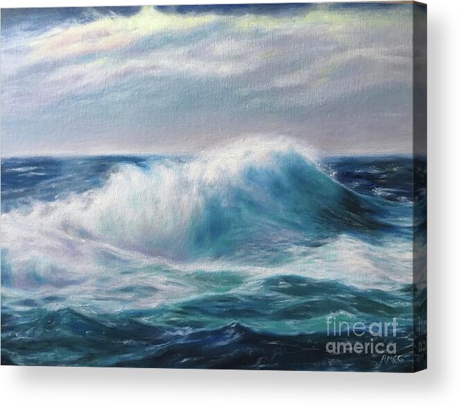 Sea Acrylic Print featuring the painting Out at Sea by Rose Mary Gates