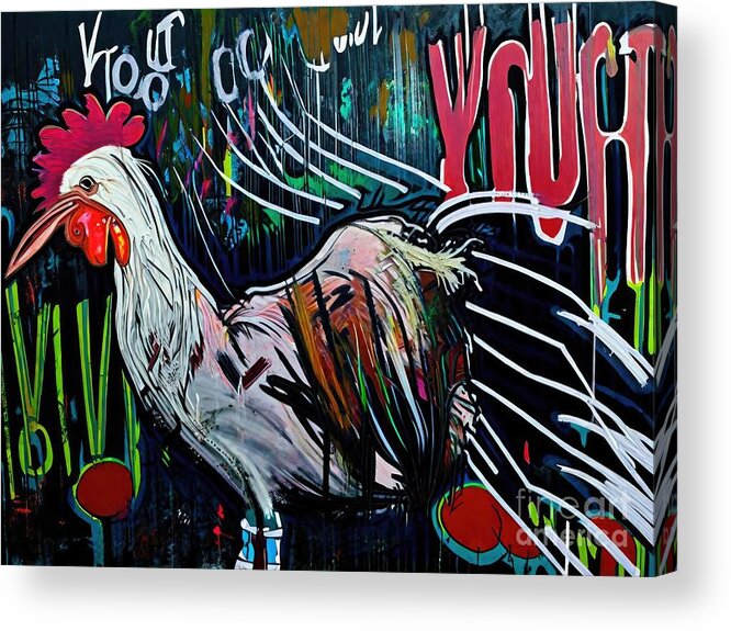 Art Acrylic Print featuring the painting Painting Rock Out With Your Cock Out art graffiti by N Akkash