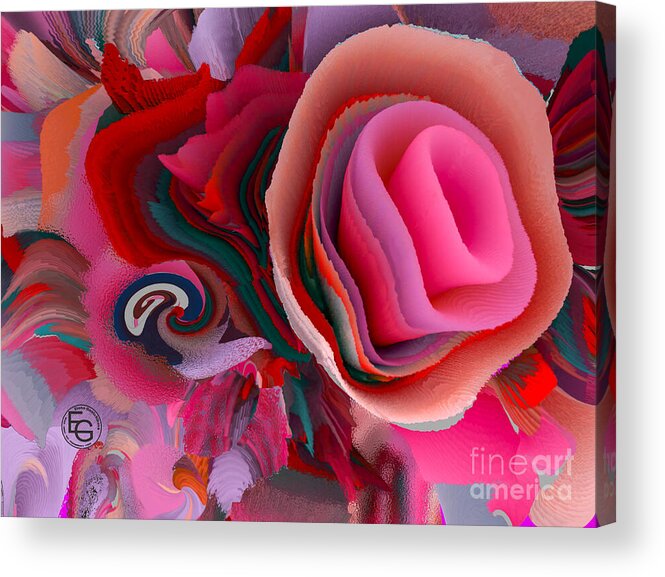 Flower Acrylic Print featuring the mixed media Paradise flowers of my dreams in shades of pink and lilac. My secret garden of Eden Flowers by Elena Gantchikova