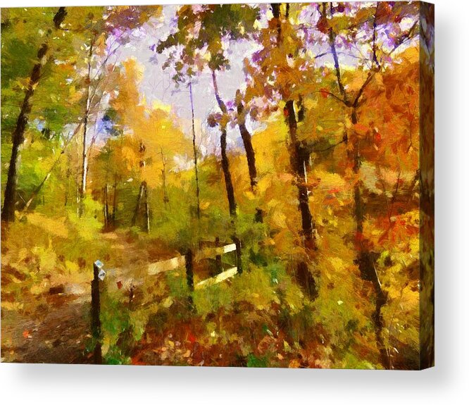 Autumn Acrylic Print featuring the mixed media Path into November by Christopher Reed
