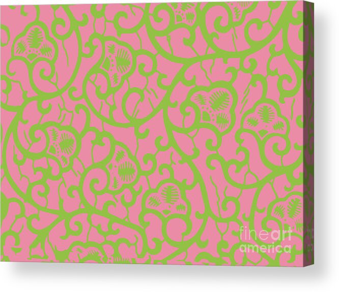 Hbcu Acrylic Print featuring the digital art Pink And Green Other Alternative Ankara Big Vines Print by Scheme Of Things Graphics