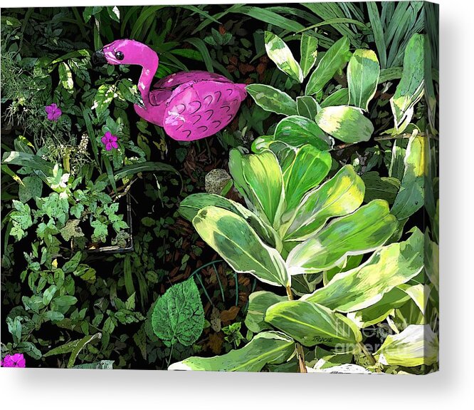 Pink Acrylic Print featuring the digital art Pink Flamingo by Joe Roache