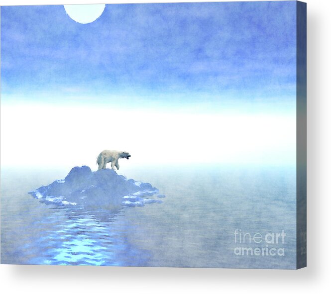 Polar Bear Acrylic Print featuring the digital art Polar Bear On Iceberg by Phil Perkins