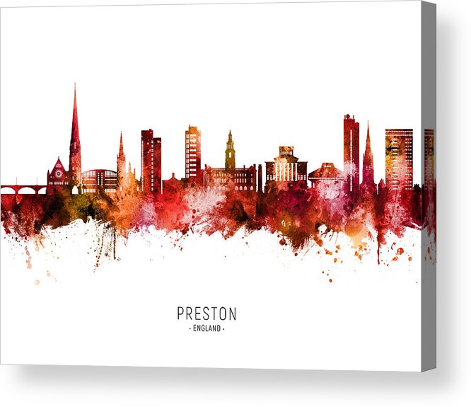 Preston Acrylic Print featuring the digital art Preston England Skyline #02 by Michael Tompsett