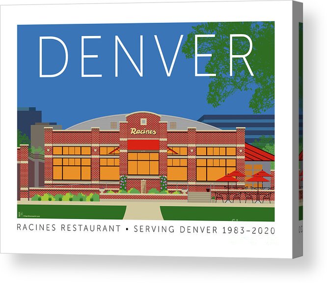 Racines Restaurant Acrylic Print featuring the digital art Racines Denver Blue for Frame No Mat by Sam Brennan
