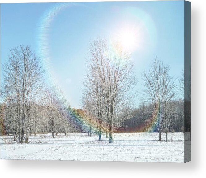 Sun Halo Acrylic Print featuring the photograph Rainbow Sun Halo by Susan Hope Finley