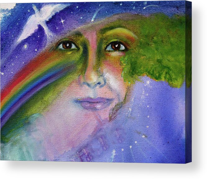 Face Mask Acrylic Print featuring the painting Rainbow Vision by Sofanya White