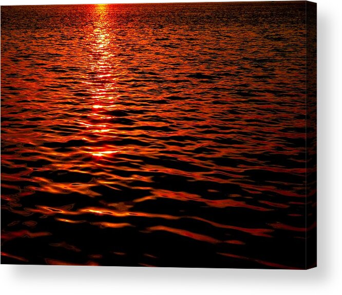 River Acrylic Print featuring the photograph Red River at Sunset by Linda Stern