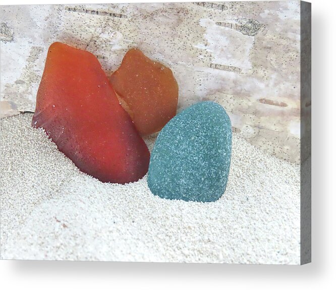 Sea Glass Acrylic Print featuring the photograph Red Rust and Teal by Janice Drew