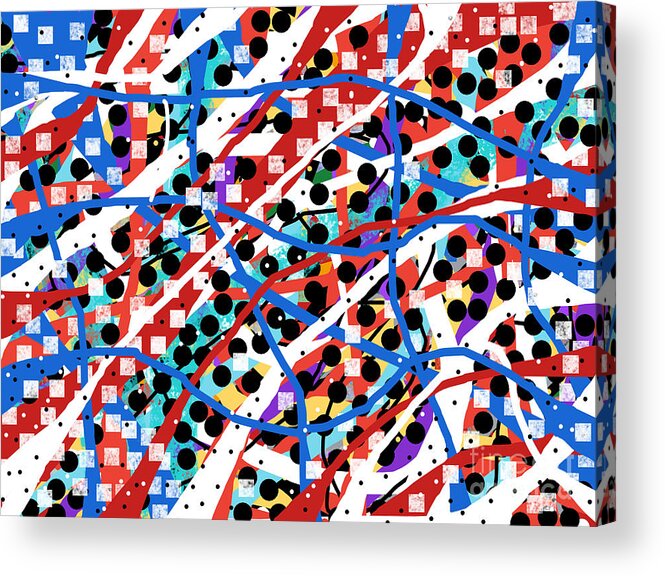 Abstract Red White Blue Pattern Pillow Bags Mask Masks Lobby Meaningful Riot Protest Acrylic Print featuring the painting Red White And Blue Undone by Bradley Boug