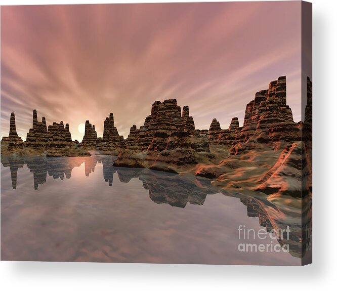 Water Acrylic Print featuring the digital art Reflections of The Southwest by Phil Perkins