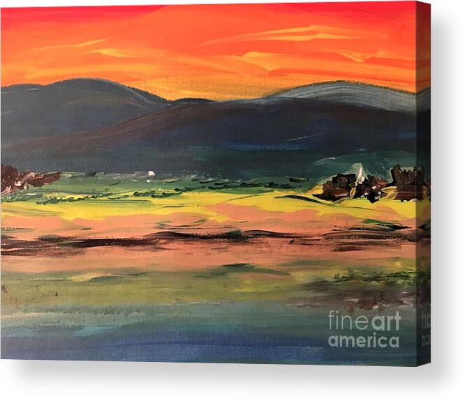 Landscape Acrylic Print featuring the painting Reflections of the Sun by Debora Sanders