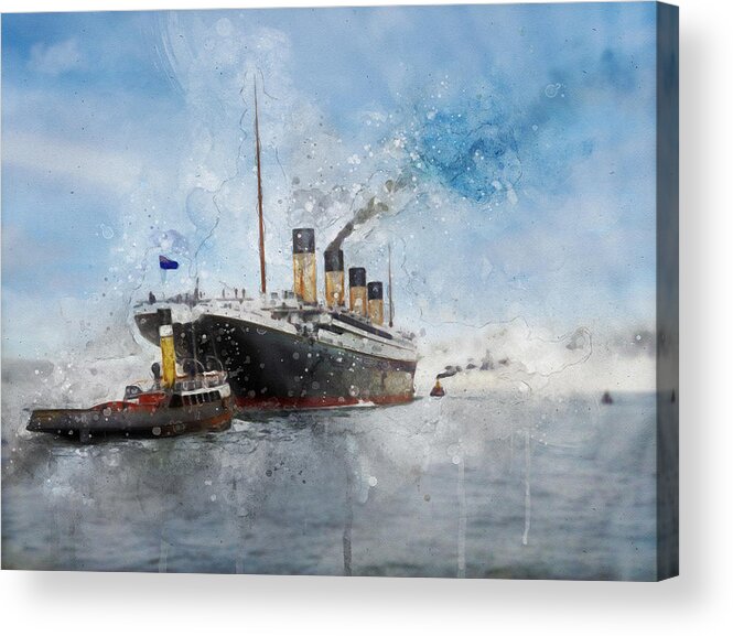 Steamer Acrylic Print featuring the digital art R.M.S. Titanic by Geir Rosset