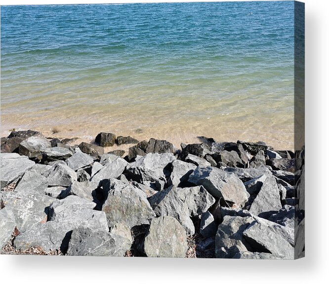 Water Acrylic Print featuring the photograph Rock Wall Meets the Sea by Chris B