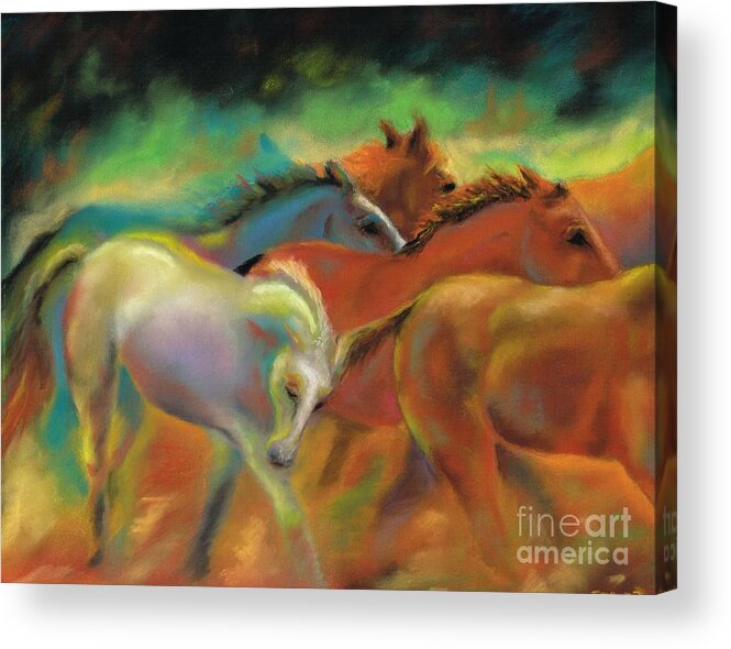 Horses Acrylic Print featuring the painting Running with Friends by Frances Marino