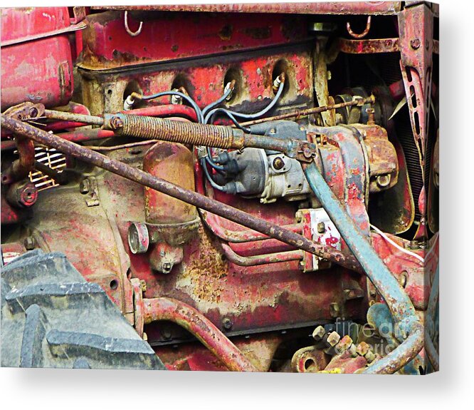 Tractor Acrylic Print featuring the digital art Rusted Tractor Engine by Dee Flouton