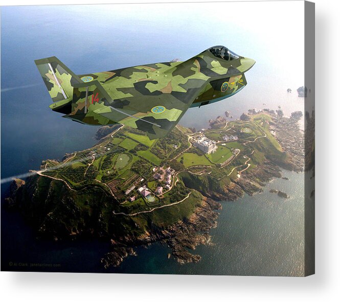 X-32 Acrylic Print featuring the digital art Saab 47 Hamnare by Custom Aviation Art