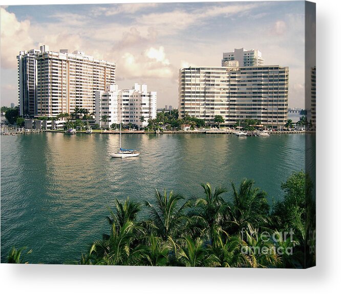 Miami Beach Acrylic Print featuring the photograph Sailboat In Miami Beach Florida by Phil Perkins