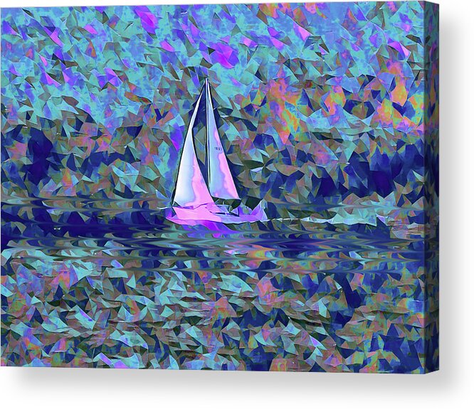 Sail Acrylic Print featuring the digital art Sailing Wind and Water by Corinne Carroll