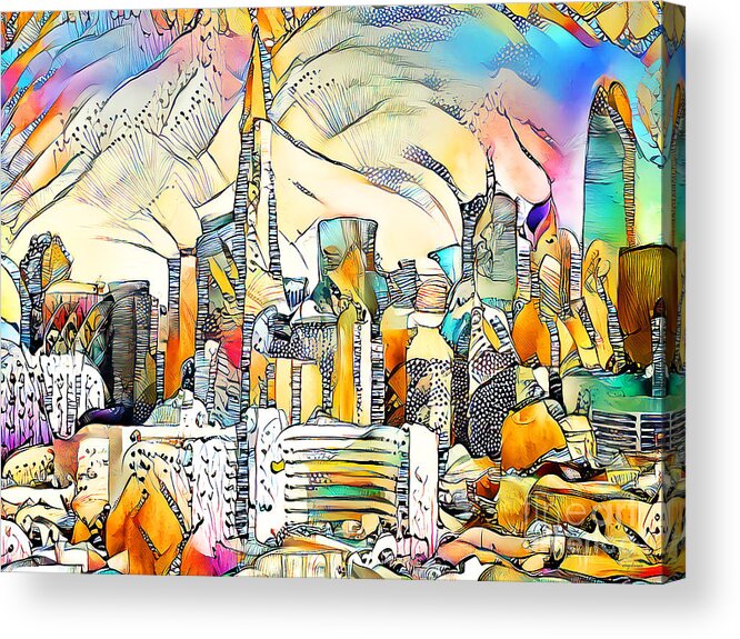 Wingsdomain Acrylic Print featuring the photograph San Francisco Skyline in Surreal Abstract 20210114 by Wingsdomain Art and Photography