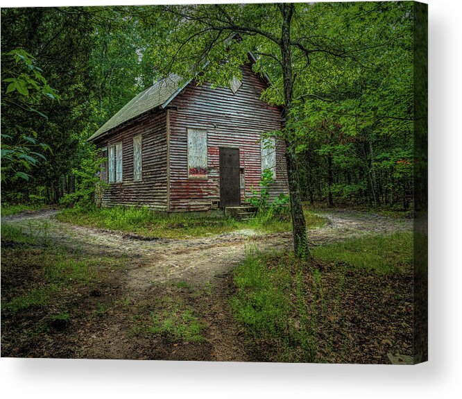 Atsion Acrylic Print featuring the photograph Schoolhouse In The Woods by Kristia Adams