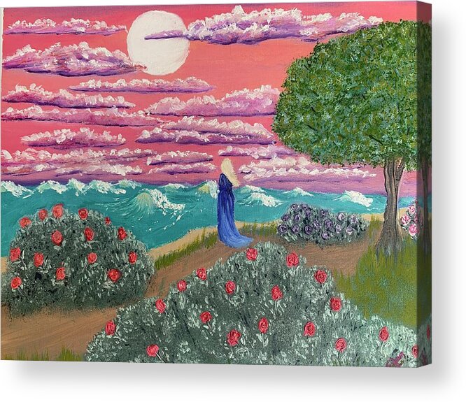 Sea Acrylic Print featuring the painting Searching by Lisa White