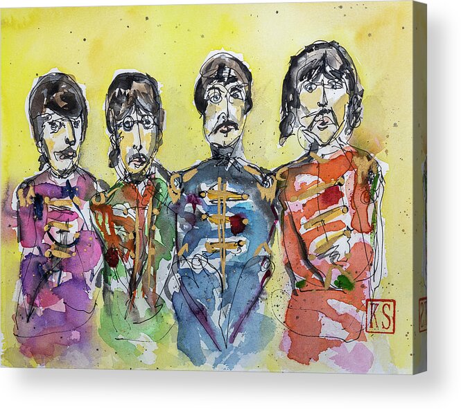 The Beatles Acrylic Print featuring the painting Sgt. Peppers Lonely Hearts Club Band by Kim Sowa