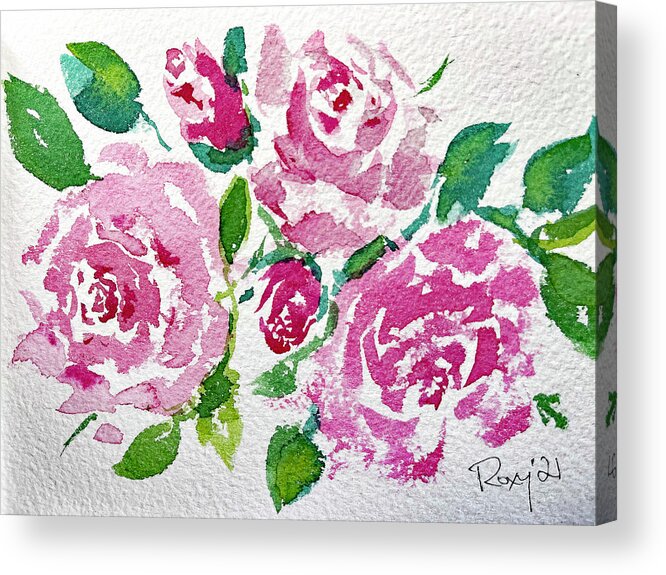 Watercolor Roses Acrylic Print featuring the painting Shabby Watercolor Roses by Roxy Rich