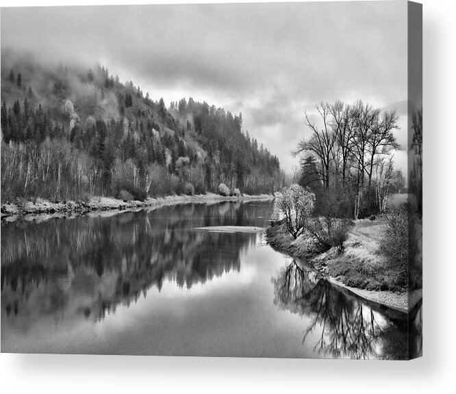 Grindrod Acrylic Print featuring the photograph Shuswap River Black and White by Allan Van Gasbeck