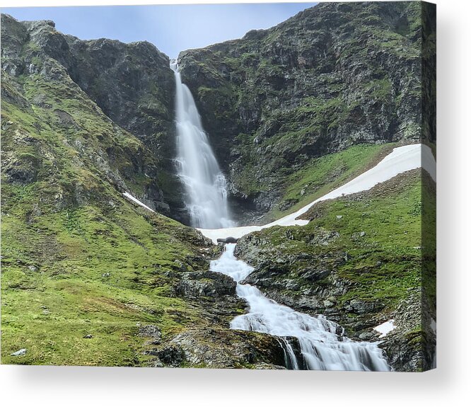 Systrondfossen Acrylic Print featuring the digital art Sister waterfall Landscape by Geir Rosset
