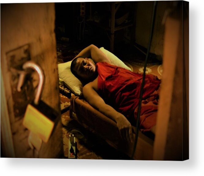 Sleep Acrylic Print featuring the photograph Sleeping monk by Robert Bociaga