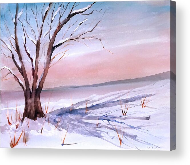 Snow Acrylic Print featuring the painting Snow Scape by Katy Hawk