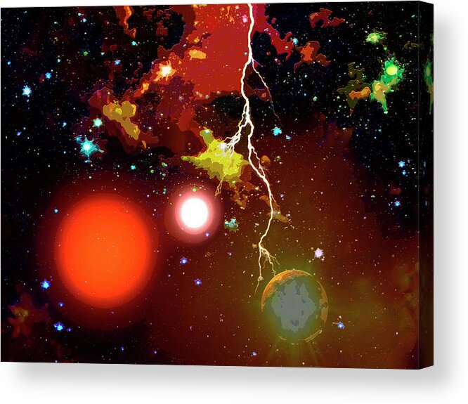 Space Acrylic Print featuring the digital art Space Lightning by Don White Artdreamer
