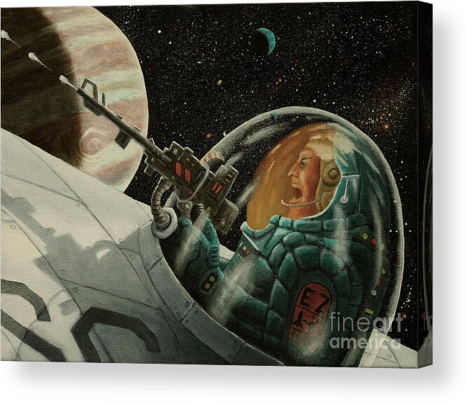 Space Acrylic Print featuring the painting Space warrior by Ken Kvamme