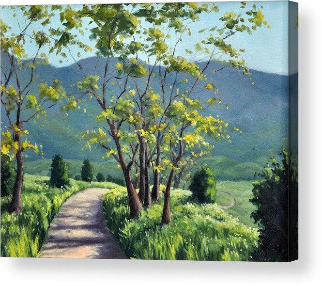 Landscape Acrylic Print featuring the painting Spring Valley Trail by Rick Hansen