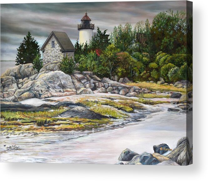 Annisquam Acrylic Print featuring the painting Squam Light, Summer by Eileen Patten Oliver