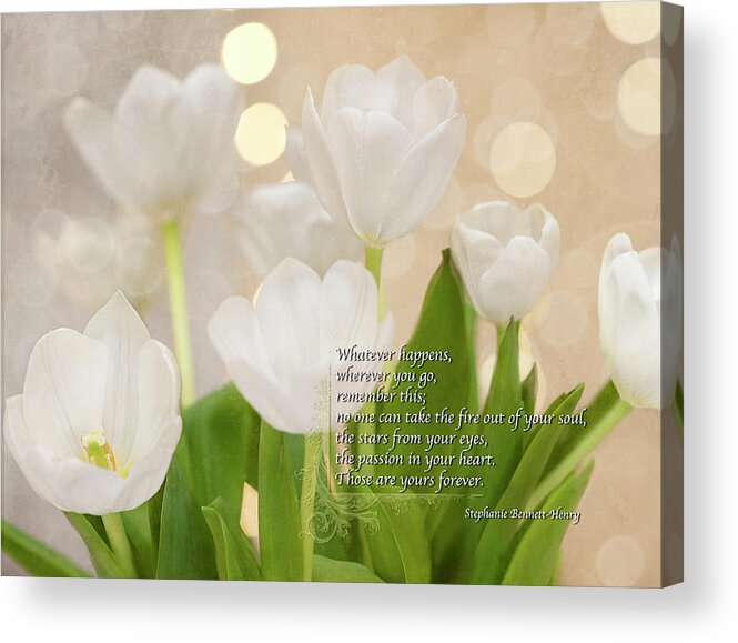 White Flowers Acrylic Print featuring the photograph Stars In Your Eyes Quote by Jill Love