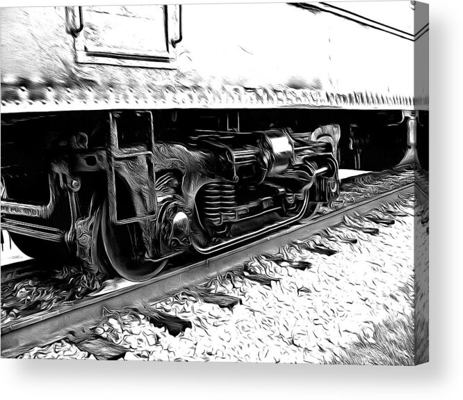 Train Acrylic Print featuring the mixed media Steel Wheels by Christopher Reed