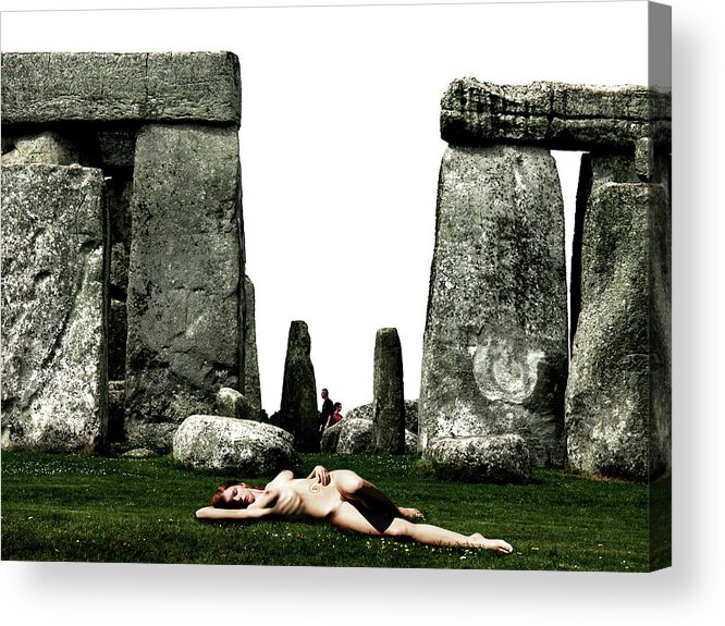 Nude Acrylic Print featuring the photograph Steph at Stonehenge by Mark Gomez