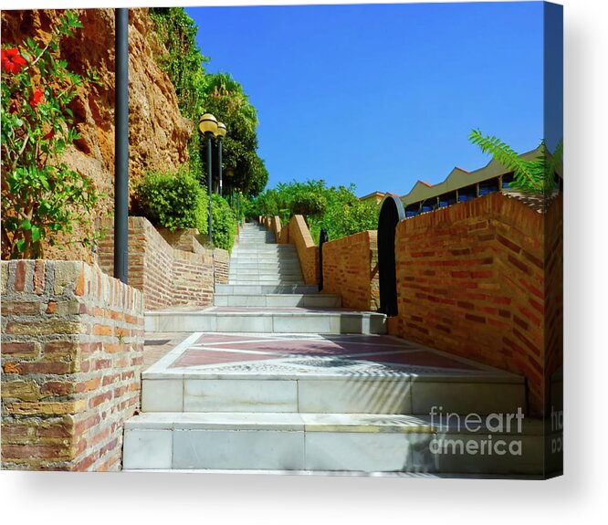 Digital Art Acrylic Print featuring the photograph Steps from the beach in Torremolinos taken 2012 by Pics By Tony