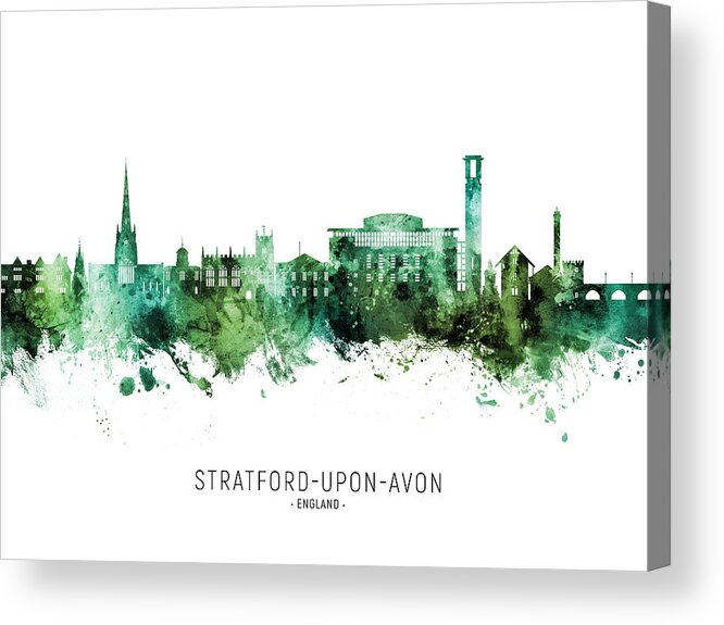 Stratford-upon-avon Acrylic Print featuring the digital art Stratford-upon-Avon England Skyline #34 by Michael Tompsett